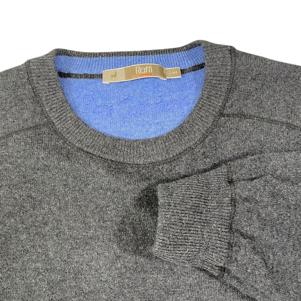 Raffi L Charcoal Gray Pure Cashmere‎ Crewneck Sweater Luxury Knit Minimalist